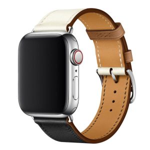 Two-tone classic leather Apple Watch strap